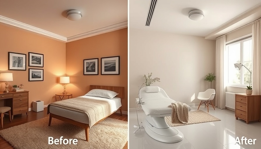 Virtual Treatment Room Design Course transformation image, cozy to modern room.