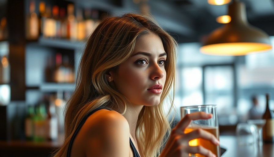 Meditation to stop drinking alcohol, woman contemplating drink.