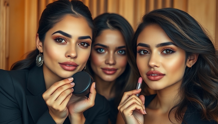Elegant women displaying setting powder for mature skin.
