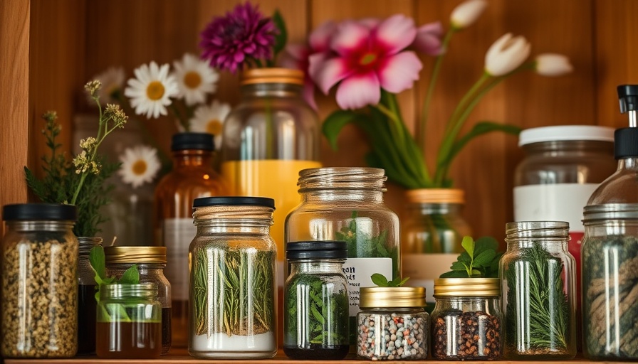 Herbal medicine cabinet with natural remedies for sprains and strains.