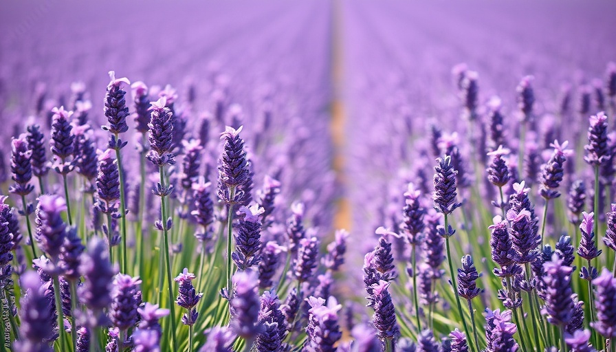 Lavender field blooms for mental health rest.