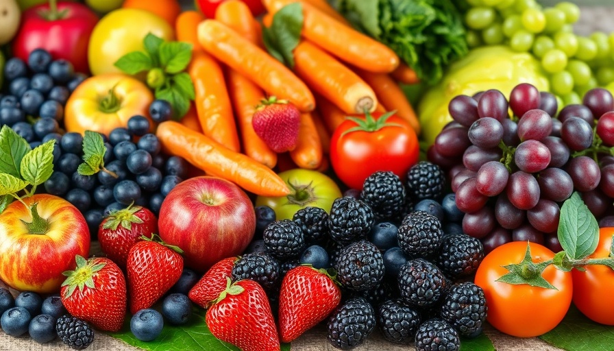 Assorted fruits and vegetables showcasing anticancer compounds