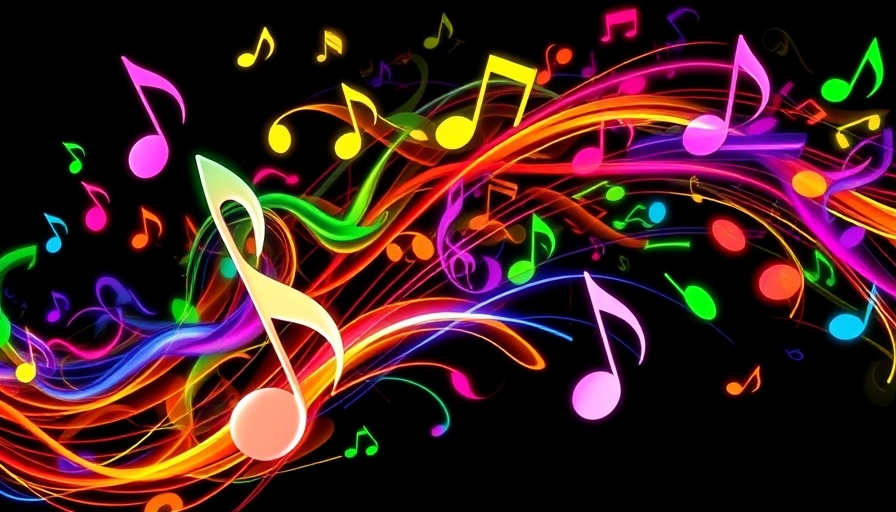 Colorful music notes in therapy sessions graphic.