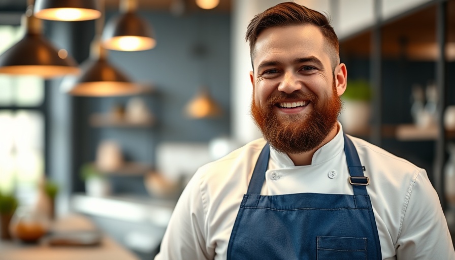 Smiling chef indoors for LA x LA culinary series.