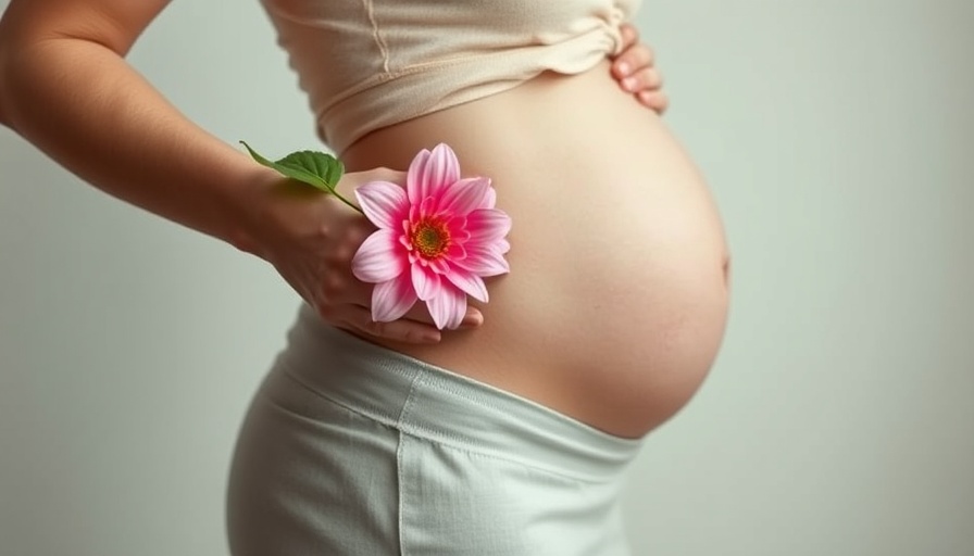 Pregnant woman holding a flower, hidden cause of miscarriage concept.