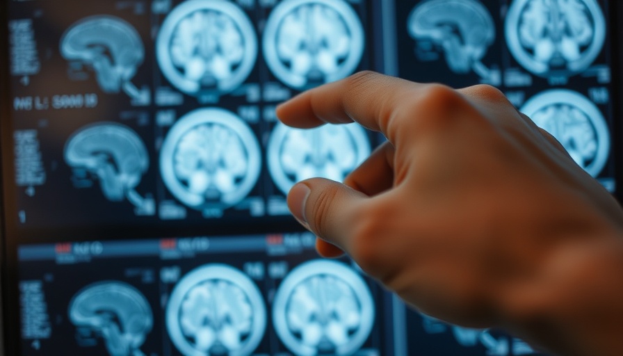 Detailed MRI scan with a hand pointing, related to Henry Marsh's work.