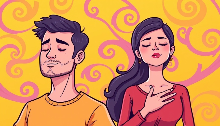 Colorful cartoon of mindful breathing promoting healthy lifestyle.
