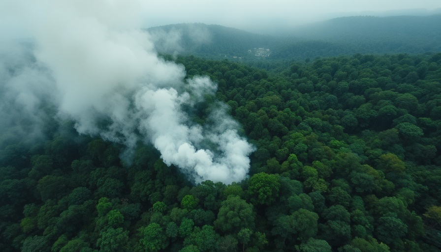Aerial view of smoke in forest, possibly Russia plane crash Amur region.