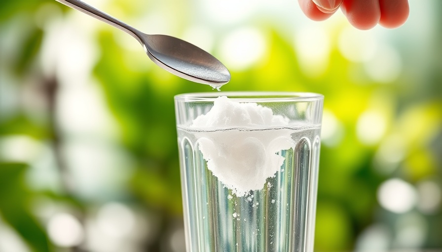 Baking soda being added to water highlighting its health benefits.