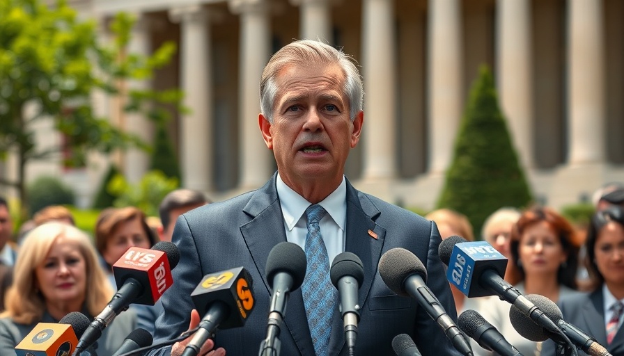 California Redistricting Threat speech, leader addressing press conference.