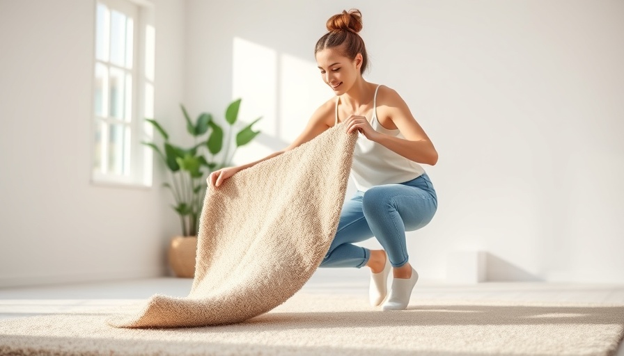 Woman lifting carpet to reveal dust, emphasizing health benefits of removal.