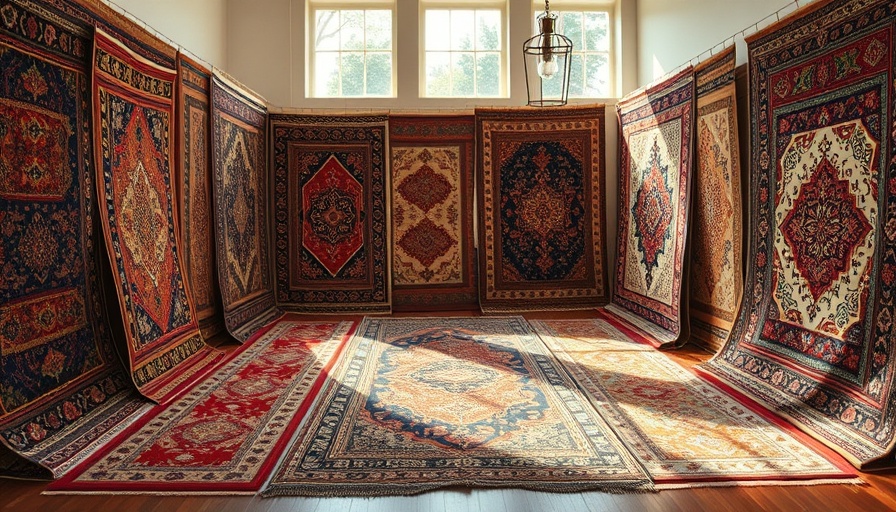 Elegant room with diverse handmade rugs in vibrant designs.