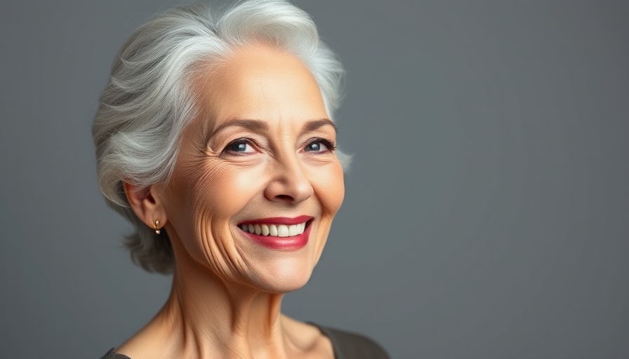 Confident older woman smiling in formal attire.