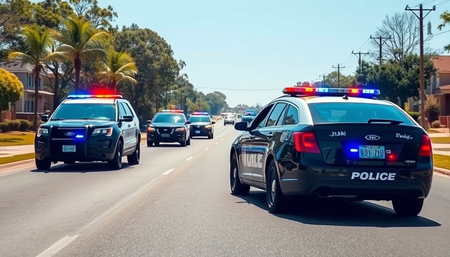 San Diego news updates: Police vehicles on suburban road with lights flashing