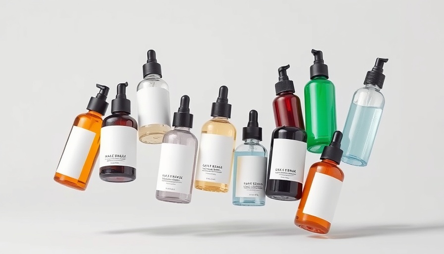 Assorted overnight hair serums floating on a gray background.