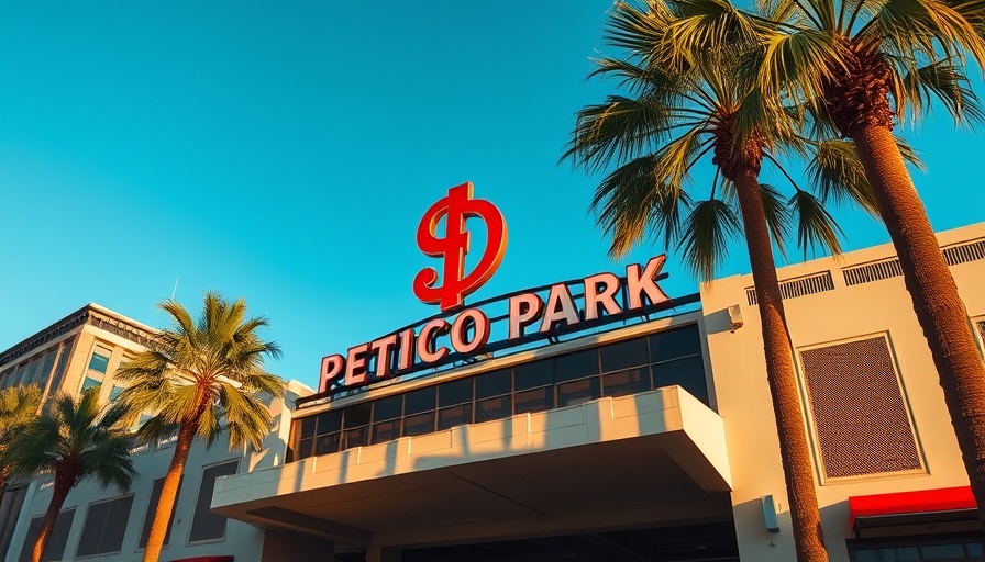 Petco Park signage with palm trees, Padres Political Influence San Diego.