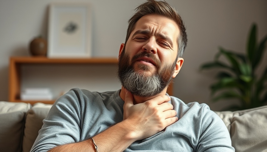 Man experiencing neck pain, potential homeopathy topic.