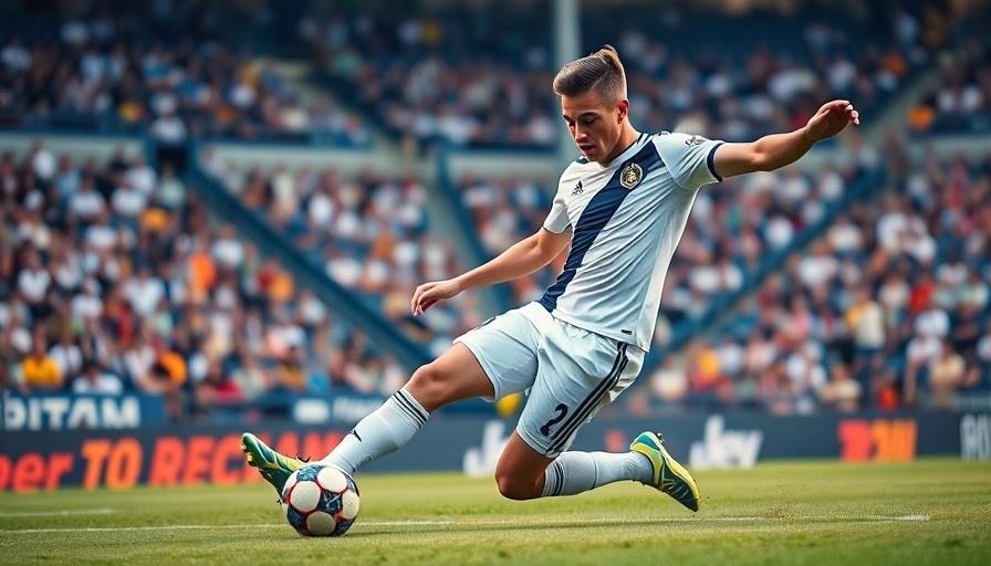 LA Galaxy player performs sliding kick during Seattle Sounders match.