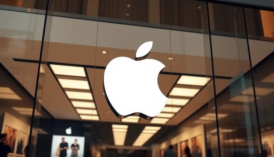 Smart home technology showcase at an Apple store with logo.