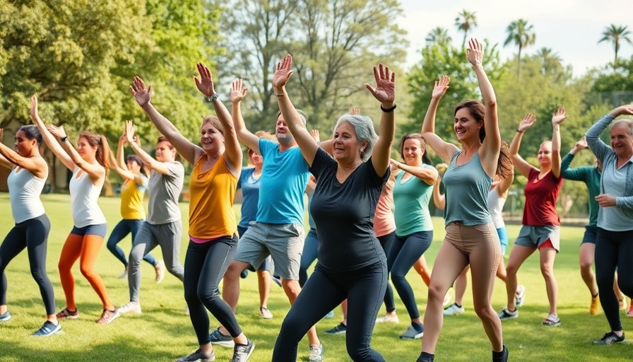 Fitness as a third space: diverse group engaging outdoors.