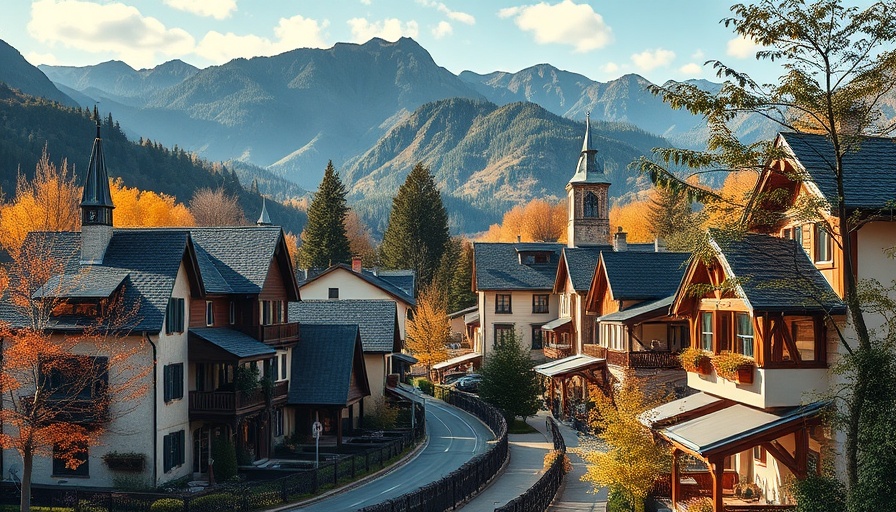 Scenic small town in California with charming architecture.