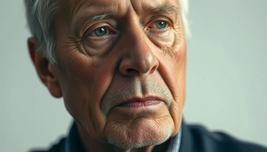 Contemplative older man close-up with detailed skin texture