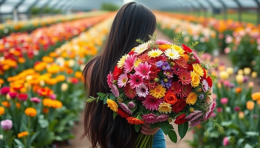 Woman holding bouquet at U-Pick Flower Farm in Millersburg.