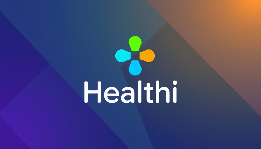 Minimalistic Healthi app logo with colorful plus signs, geometric background