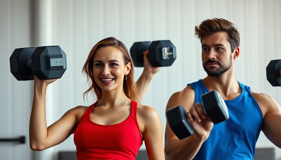 30-Minute Full Body Dumbbell Workout with a woman and man lifting weights.