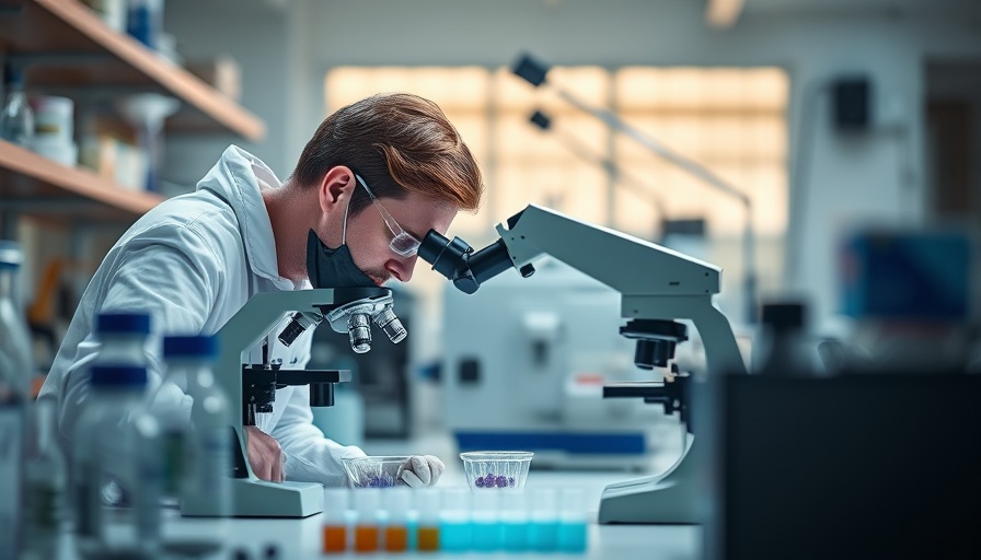 Researcher studying samples under a microscope for taurine and blood cancer.