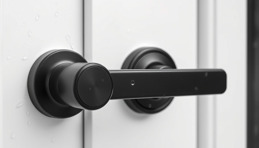 Sleek smart lock in rain on modern door, budget smart locks for 2025.