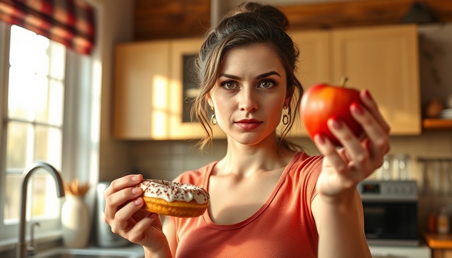 Motivate Yourself to Not Eat Junk Food: woman chooses apple over donuts.
