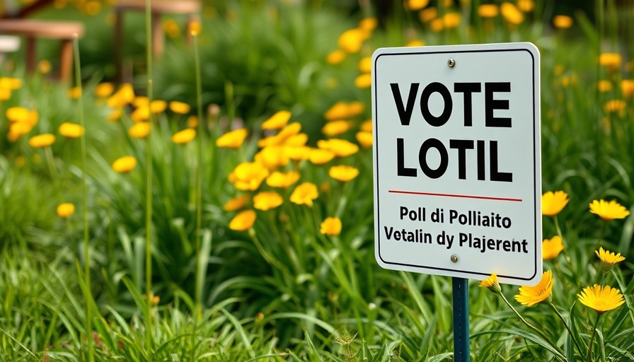 Bilingual November 4 ballot sign San Diego County in garden setting.