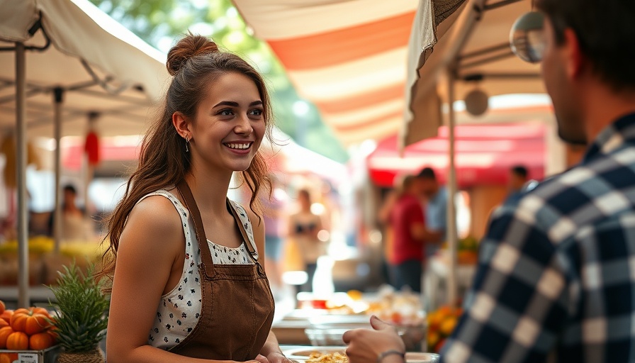 Friendly vendor at San Diego Made Summer Market engaging with a customer.