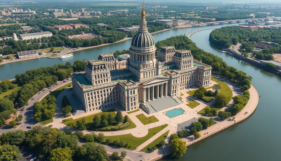 Aerial view of majestic government building related to Voting Rights Act Redistricting.