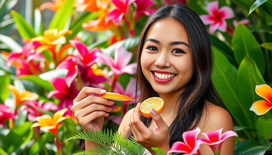 Vibrant garden scene with smiling woman discussing fertility starts in the brain.