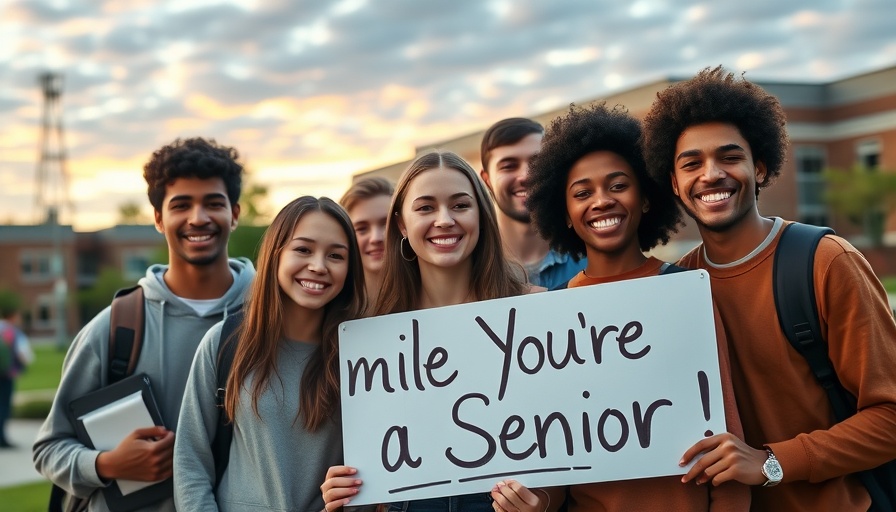 Helix Senior Sunrise event group photo with smiling students and sunrise.