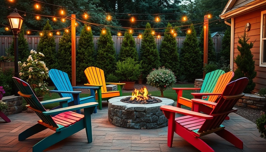 Charming backyard patio with string lights for quick home improvement ideas.