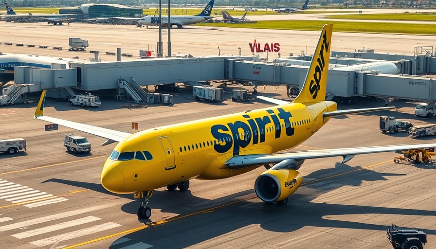 Spirit Airlines airplane at airport, related to bankruptcy filing.