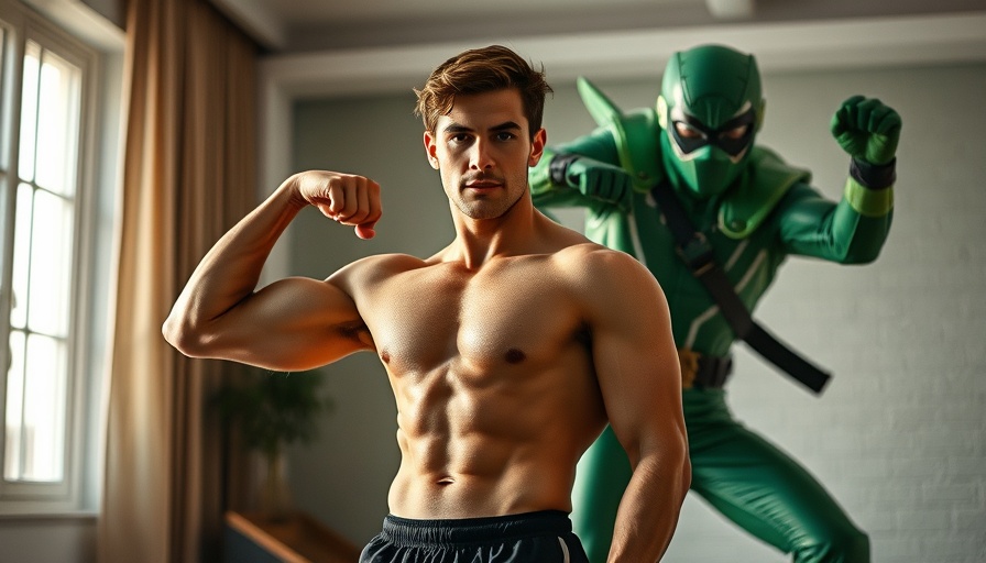 Nhut Le Peacemaker Season 2 Transformation, flexing and costumed pose.