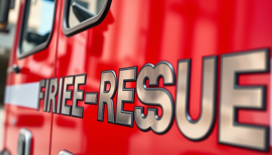 Fire-rescue truck in urban environment, San Jose apartment complex fire.