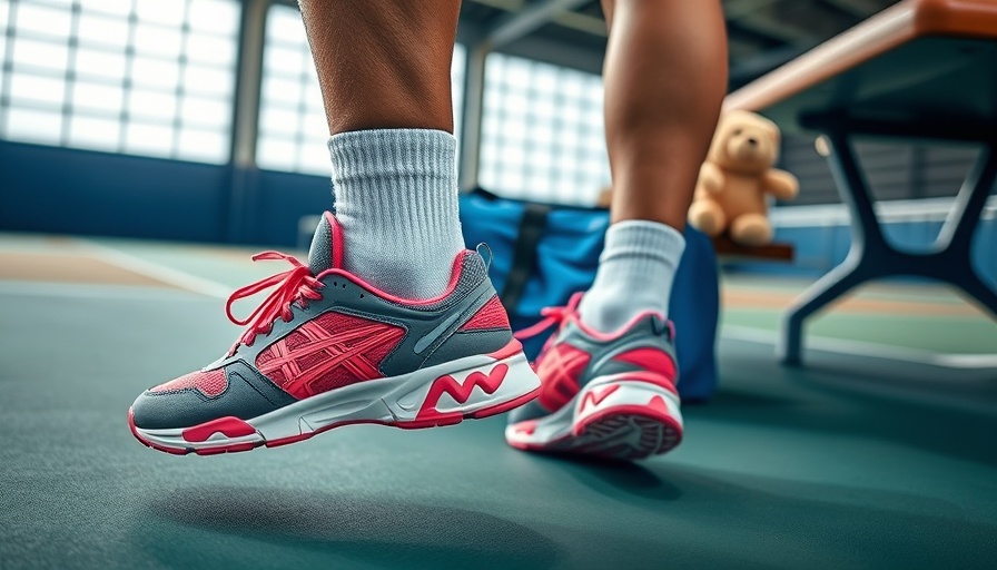 Naomi Osaka Labubu figure and sneakers at US Open tennis match.