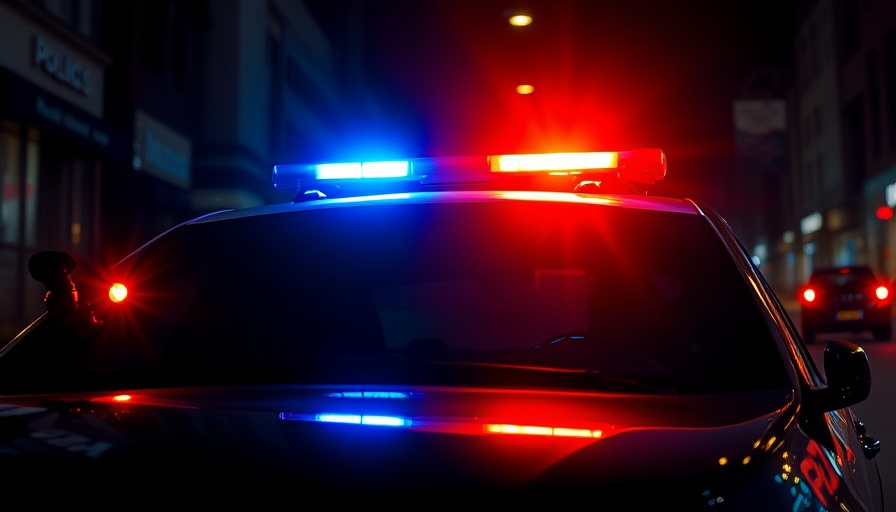 Flashing police lights focus on pedestrian safety in Santa Ana.