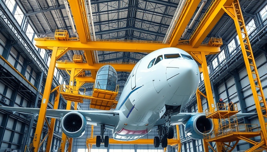 Passenger aircraft assembly in hangar, airplane leasing industry context.