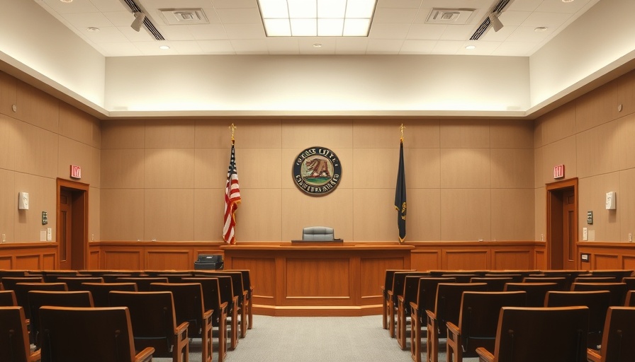 Empty courtroom in California representing CARE Court mental health initiative.