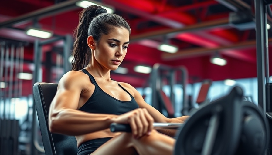 Athletic woman performing leg press for 3-5 reps for size in gym.