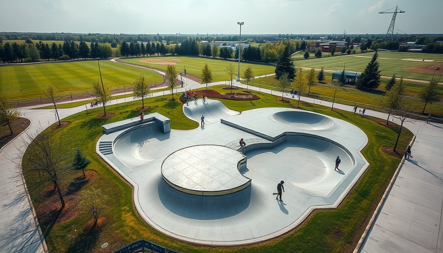 Aerial view of Village View County Park Fallbrook skate park.