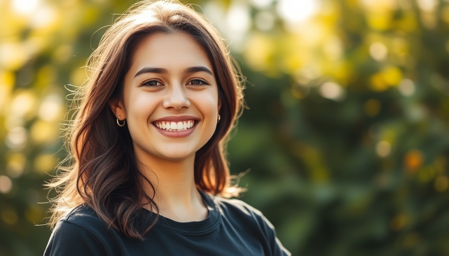 Woman smiling outdoors, linked to San Jose fitness tips, in soft natural light.