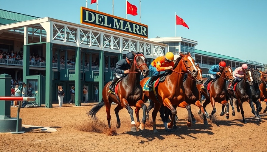 Del Mar horse racing picks: Exciting race start with colorful jockeys and horses.