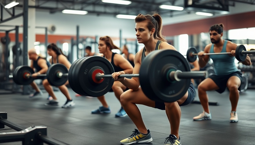 Athletes performing barbell squats in gym as part of pre-lift checklist.